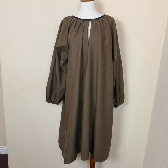 RECREO San Miguel Brown Rayon Linen Midi Dress - Picture 1 of 11